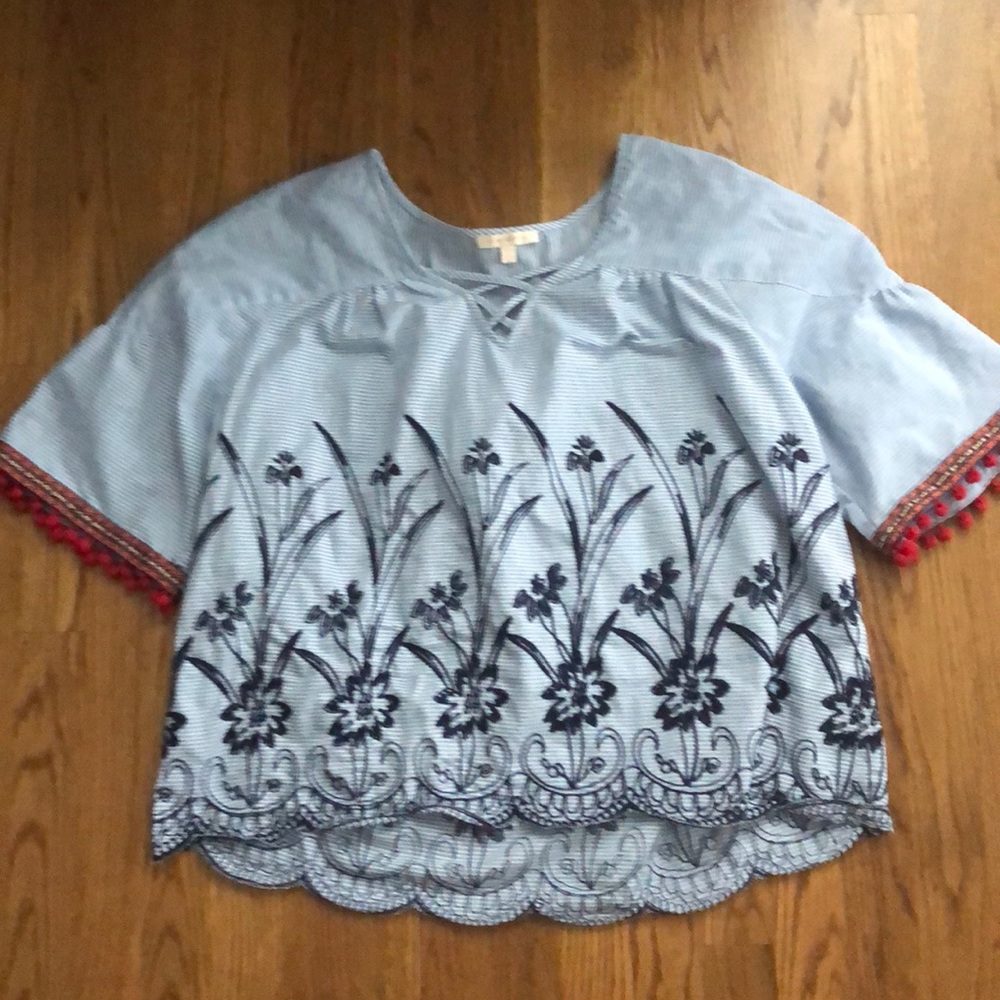 Skies are blue Pom top.